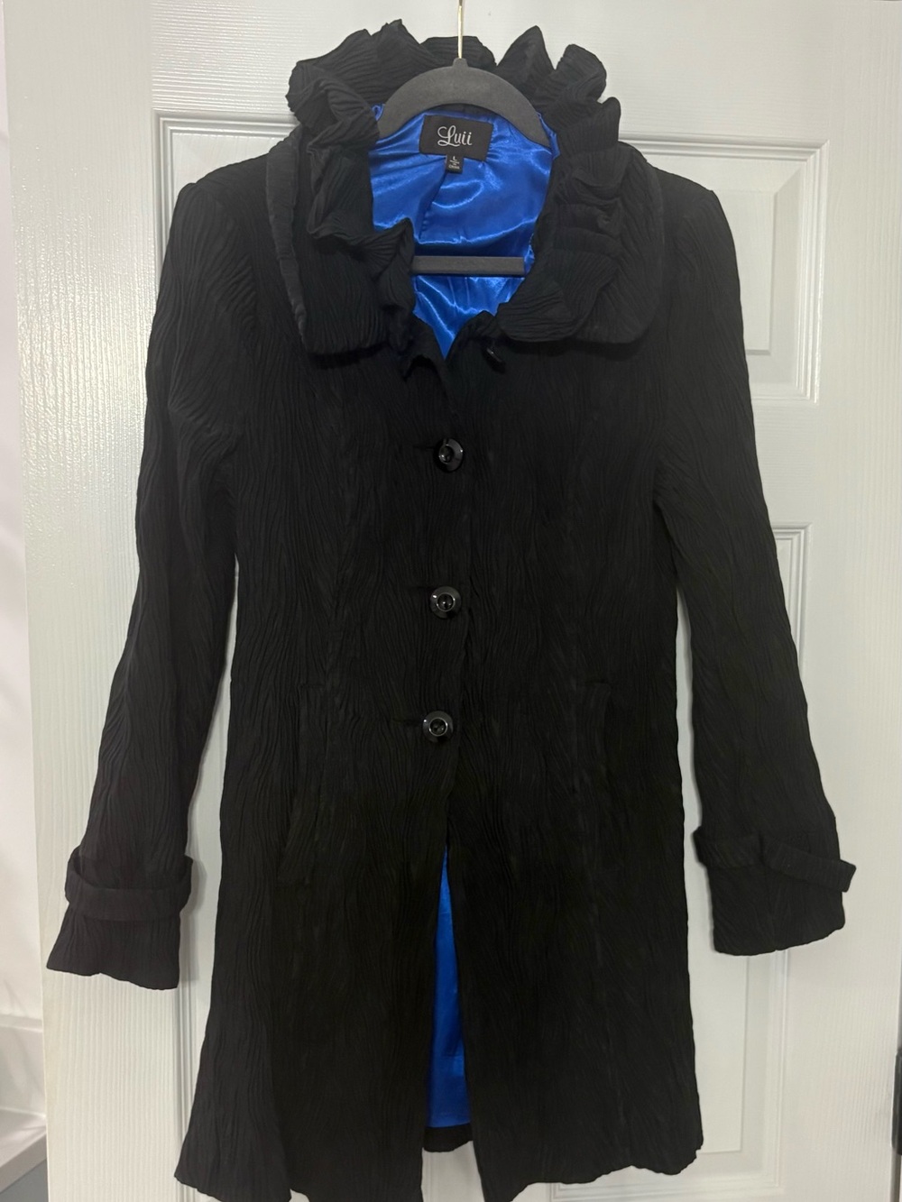 Luii Black Ruffled Statement Coat